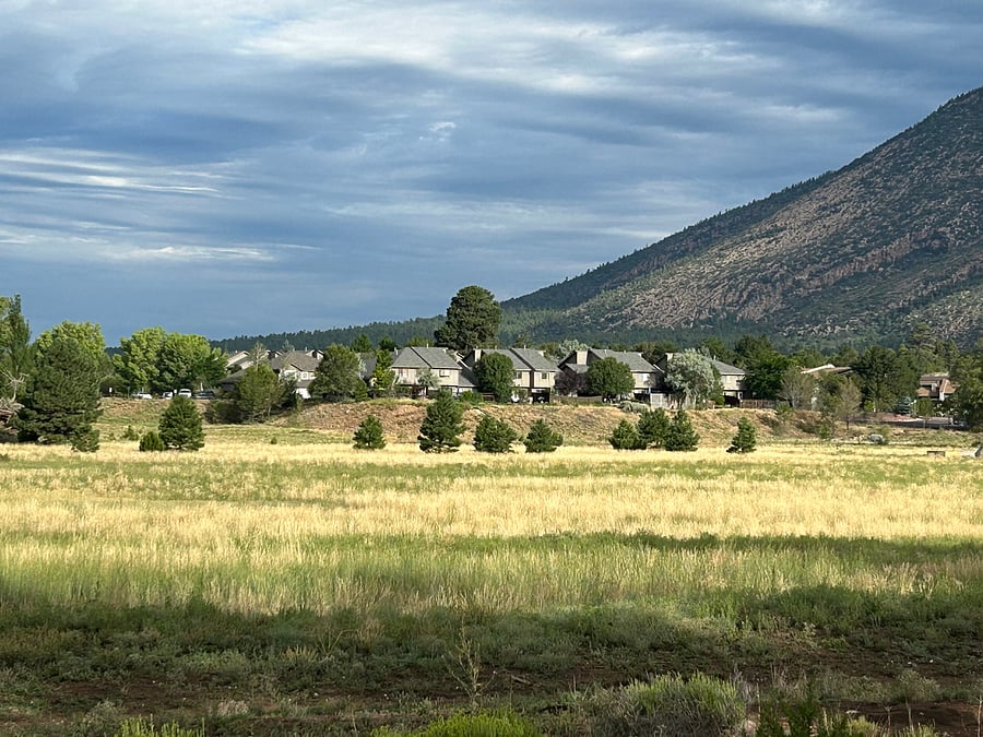 View of townhome from Campbell Mesa looking west