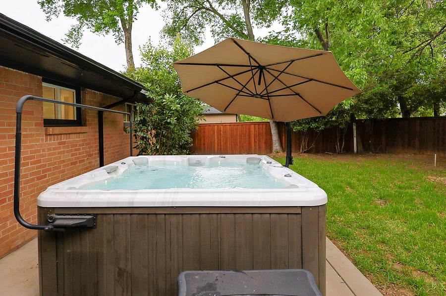 Shaded hot tub