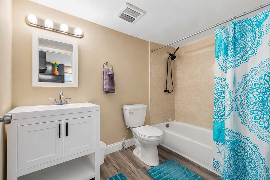 Bathroom tub/shower combo and vanity