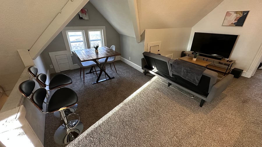 Dining table and counter stools