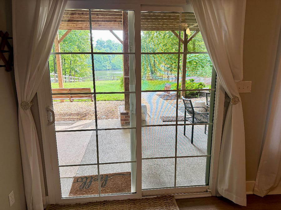View of patio from inside apartment