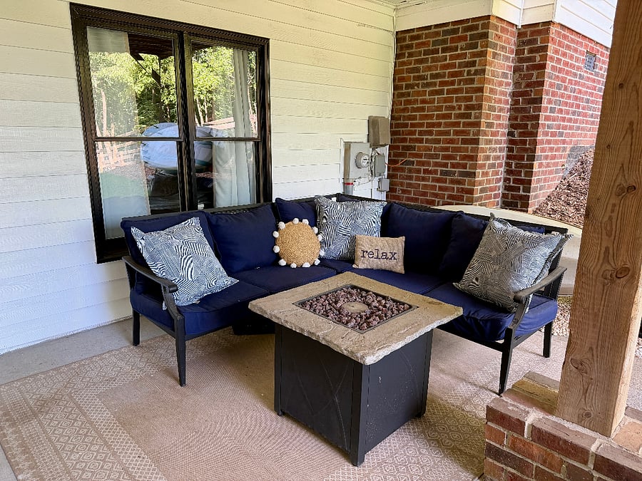 Patio furniture and propane fire table