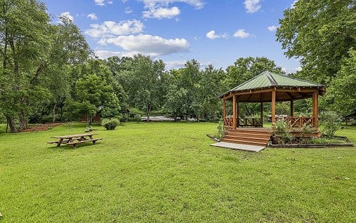 Town green with gazebo. Public grills and picnic tables.