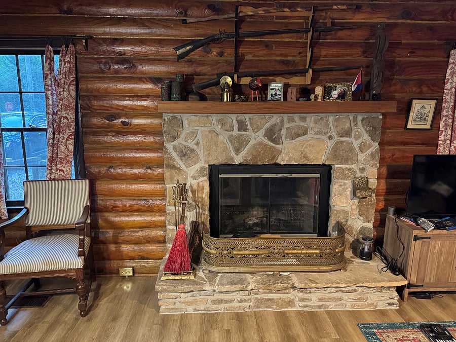 Large natural gas assist wood fireplace