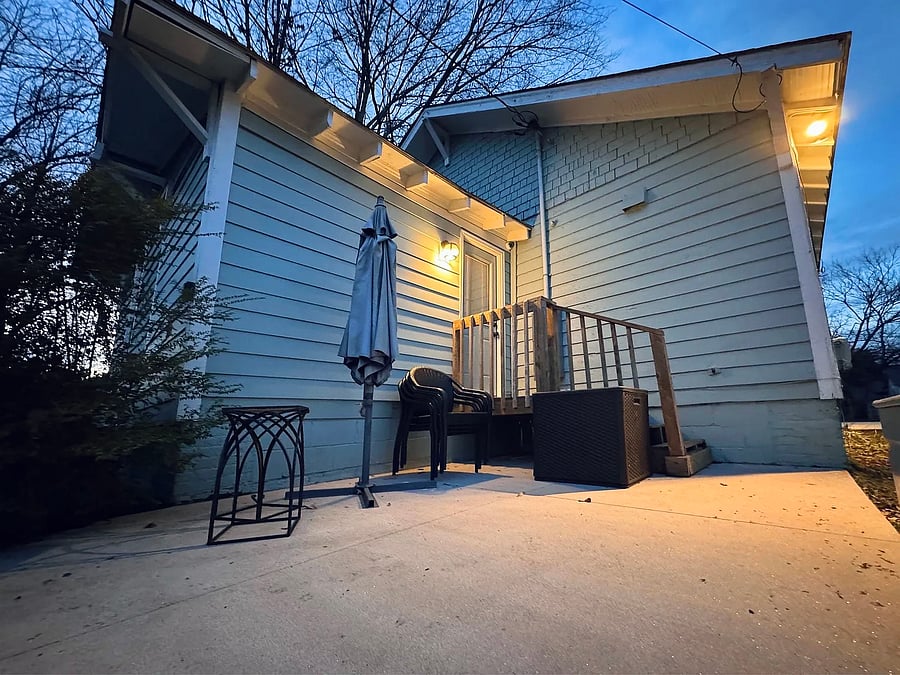 Back Patio w/chairs (recently added string lights)