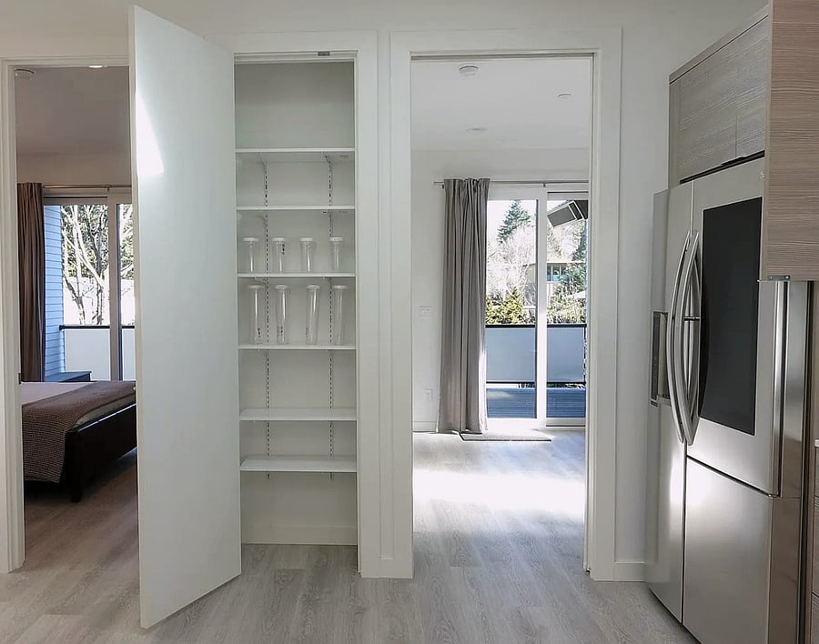 Built in pantry and additional storage between the bedrooms