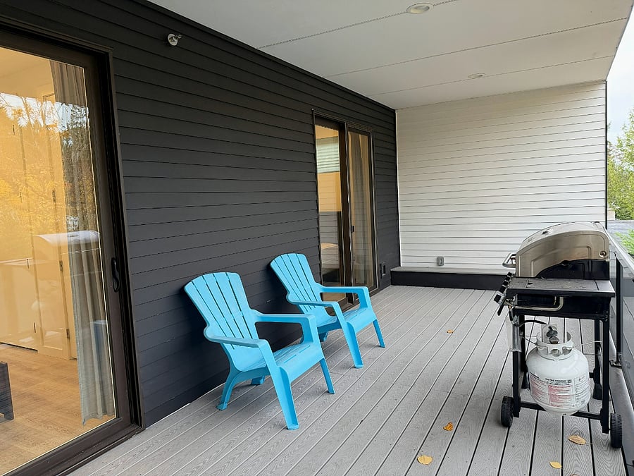 Large covered deck with separate access from both bedrooms