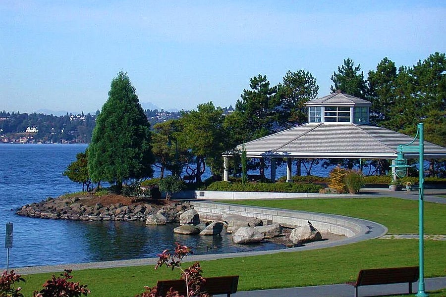 Marina Park and Lake Washington waterfront, about a 15-to-20-minute walk