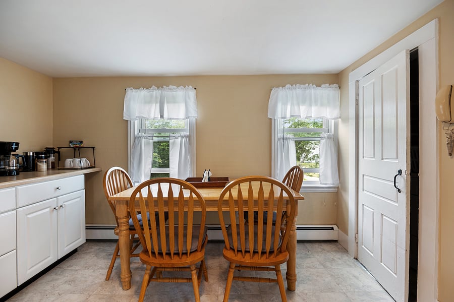 The dining and kitchen space is shared.