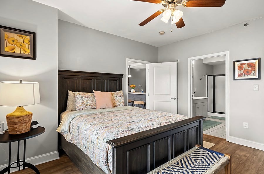Master bedroom with queen bed