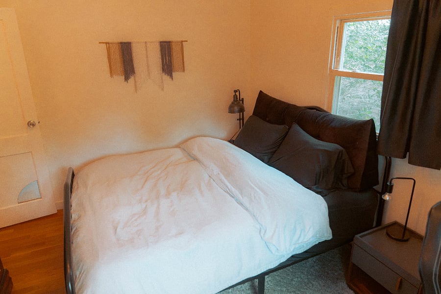 Guest Bedroom: Queen size bed w/ desk & chair + storage & dresser