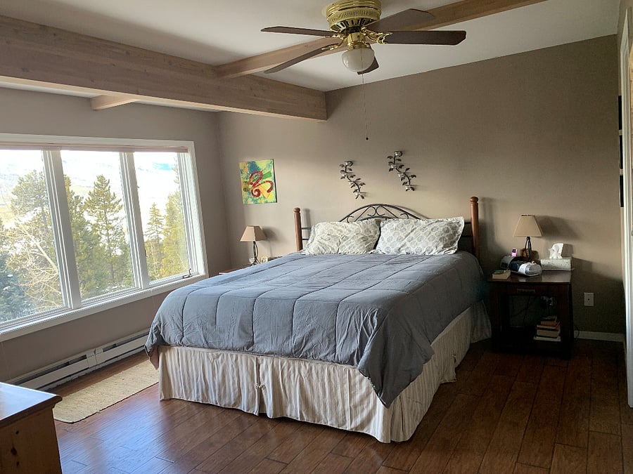 Master bedroom wtih king bed and killer views