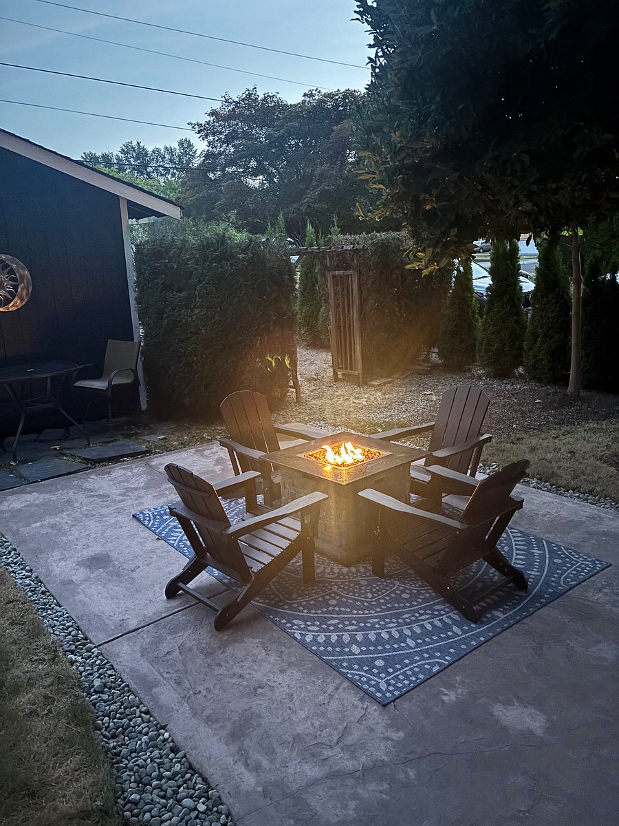 Adirondacks are weatherproof and have comfortable cushions
