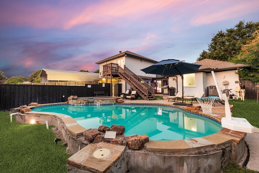 Pool & Backyard: Private backyard oasis with an in-ground pool, spa, outdoor seating, and a fully fenced yard.