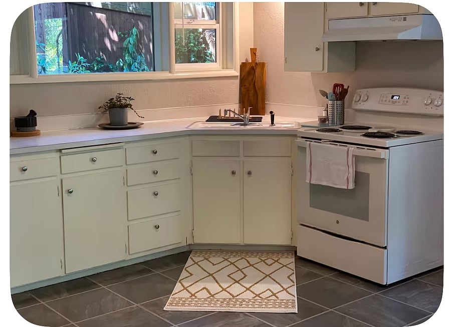 Fully stocked for cooking and dining in.