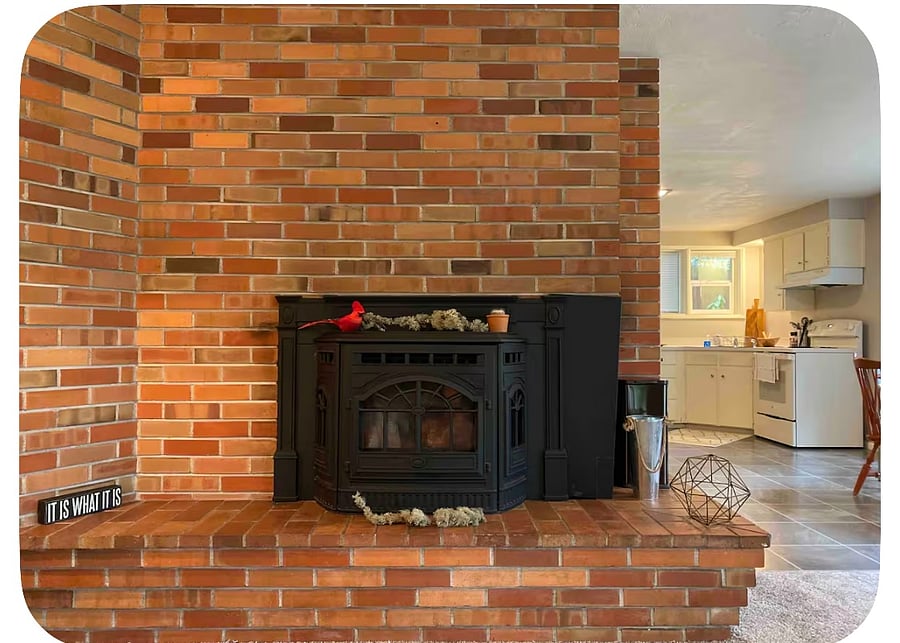 Pellet stove for added coziness in the winter. Ducting heat system as well.