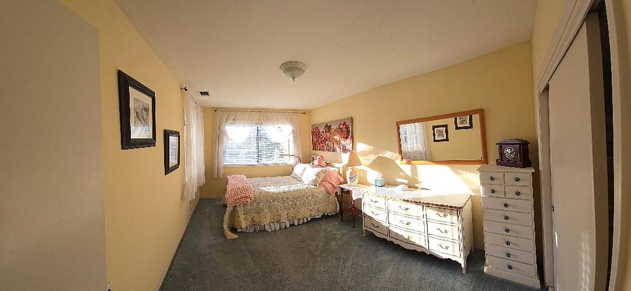 Panoramic view of entire bedroom