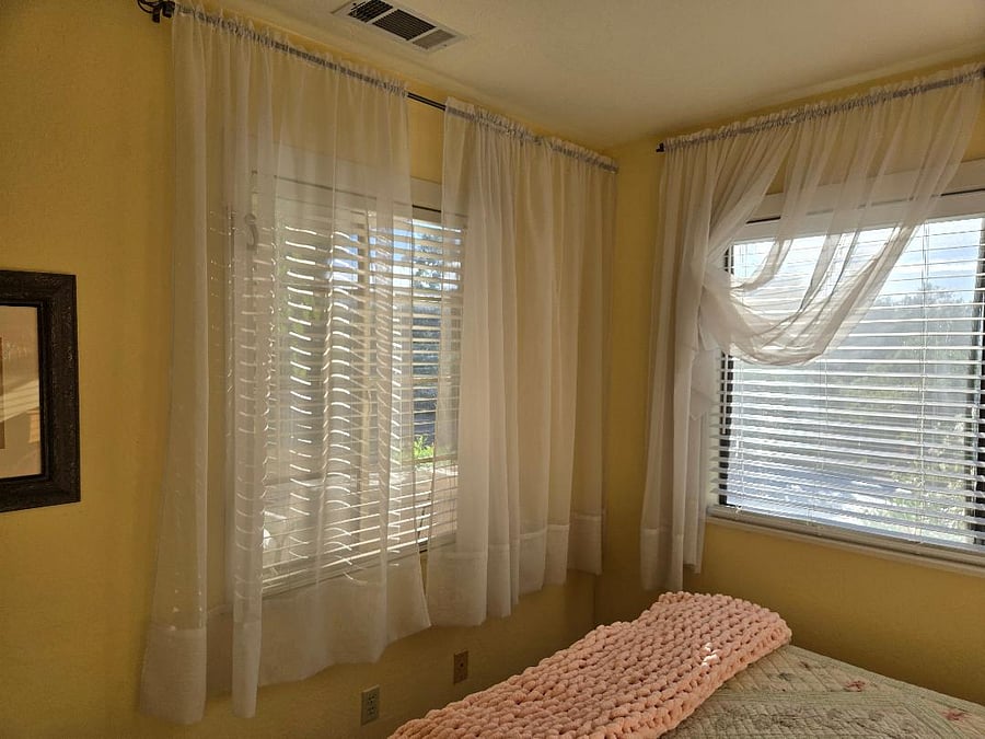 In northwest corner are two large windows that let in a lot of light: glorious sunsets, cool moon sets and view of private garden