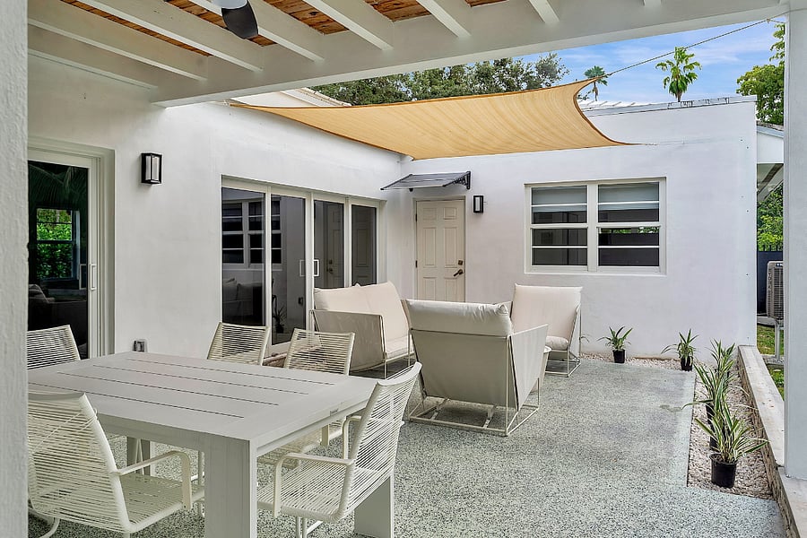 Patio and outdoor dining area.