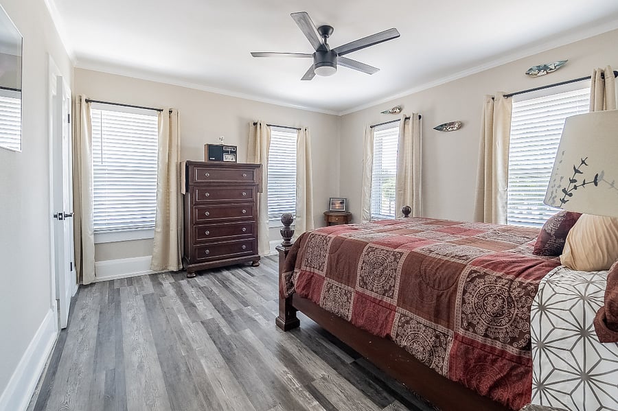 The front bedrooms have some of the best sunset views in the house. There is a fan in every room of the house, and each bedroom offers home-away-from-home comfort.