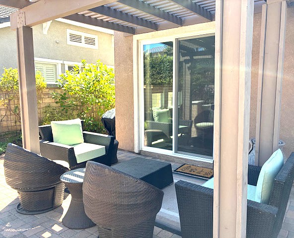 Patio adjacent to breakfast room with comfortable seating