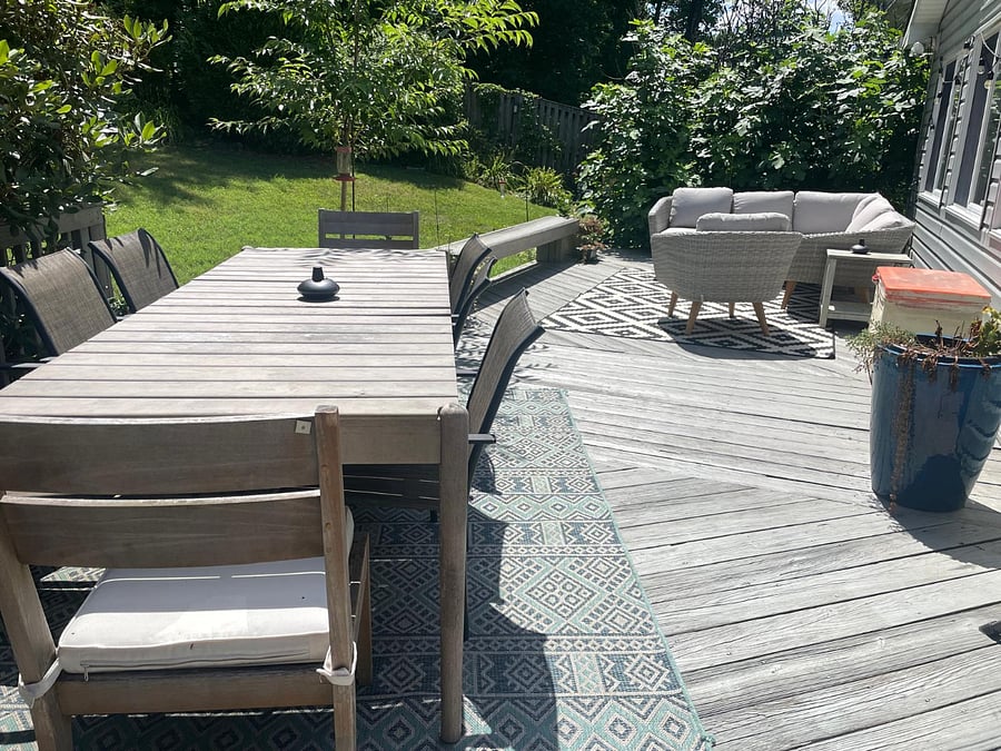 outside porch available to you. (There is also a grill not pictured). Note that the table in this picture has broken and not yet replaced.