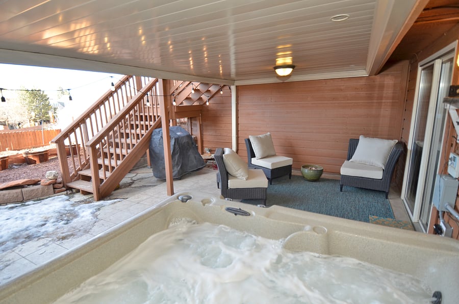Lower Back Patio Covered with Hot Tub