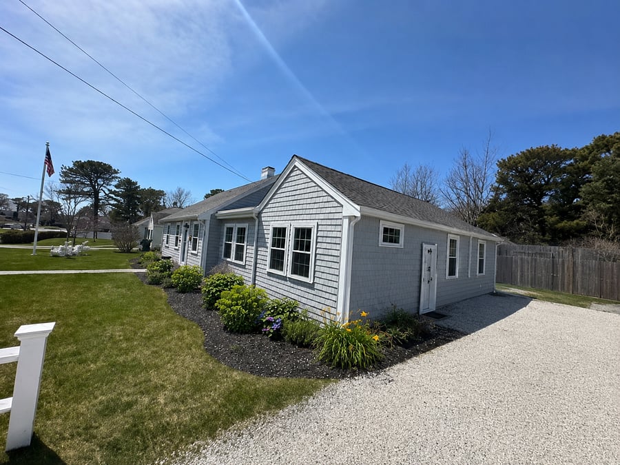 Side view of house and parking