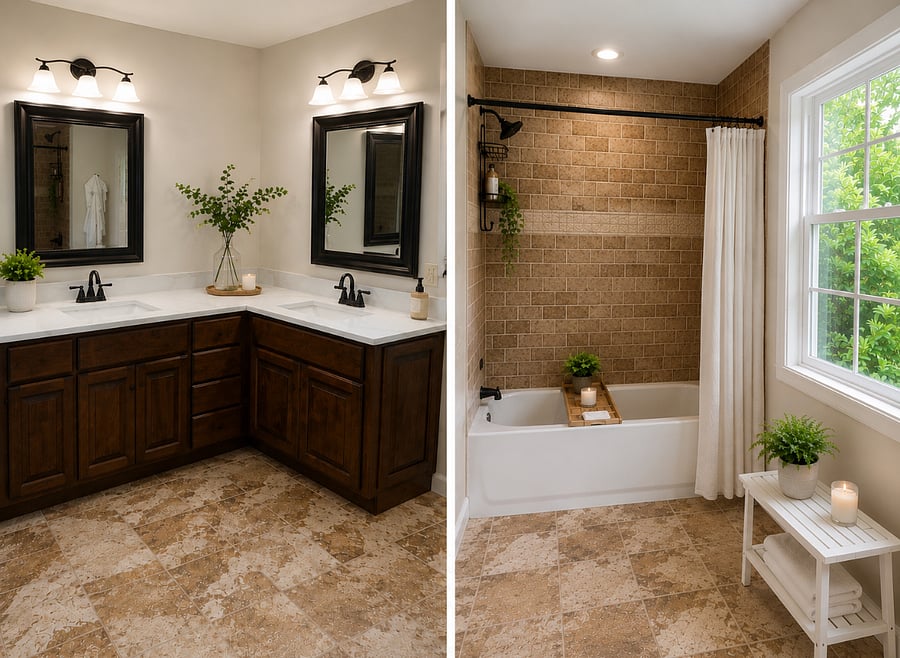 Primary ensuite with dual vanities