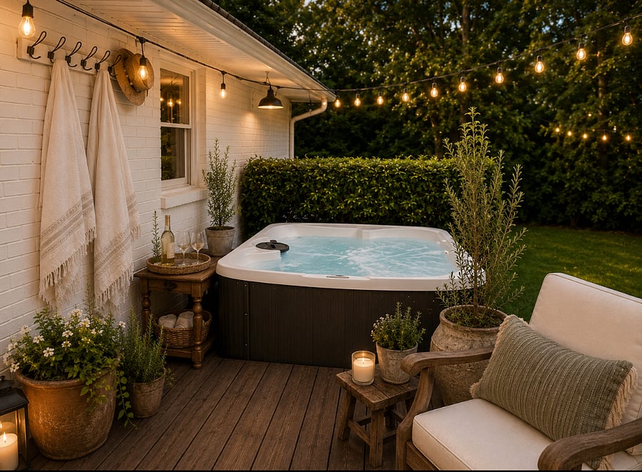 Private jetted hot tub