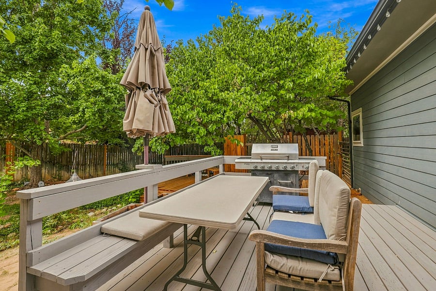 Very private backyard, seen from the main deck.