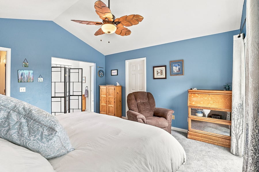 Bedroom 1 (upper floor):Master bedroom large room with a king-size Sleep Number bed with an attached master bath and a full walk-in closet.