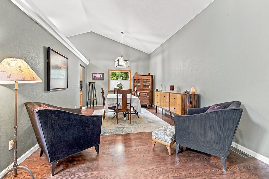 Living room and dining room (main floor): The living area offers comfortable seating.