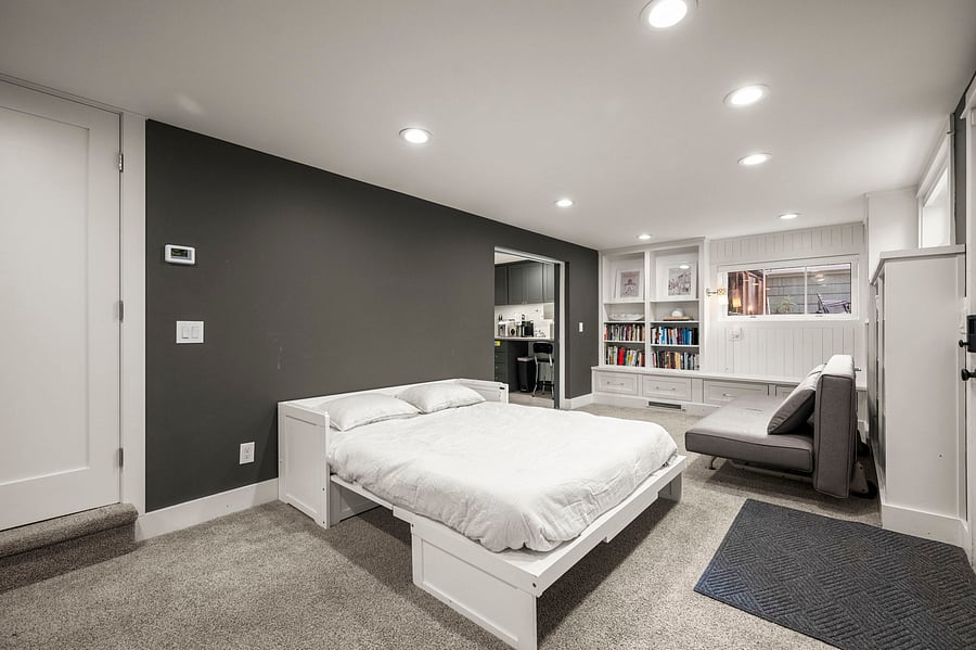 Side-Counter-Murphy-Bed open: shows additional double bed option; normally stored as side-counter in main room.