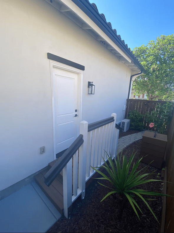 Outside private entrance.