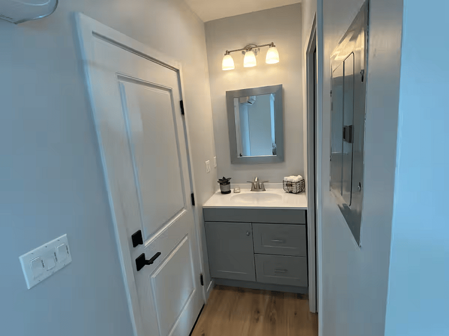 Sink and vanity.