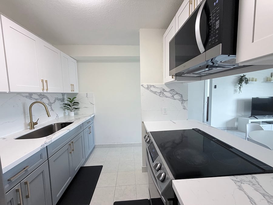 Brand new microwave, electric stove