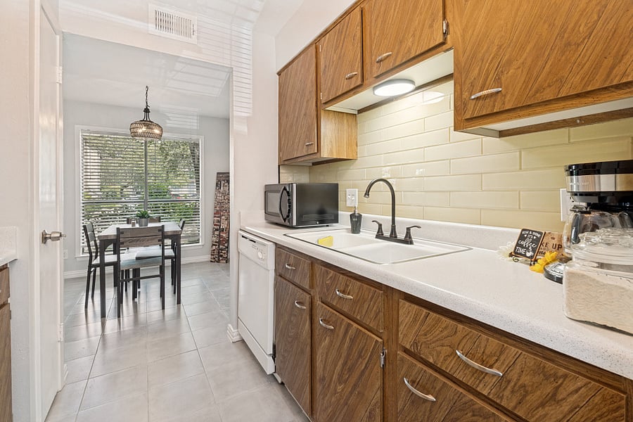 Kitchen with microwave and dishwasher