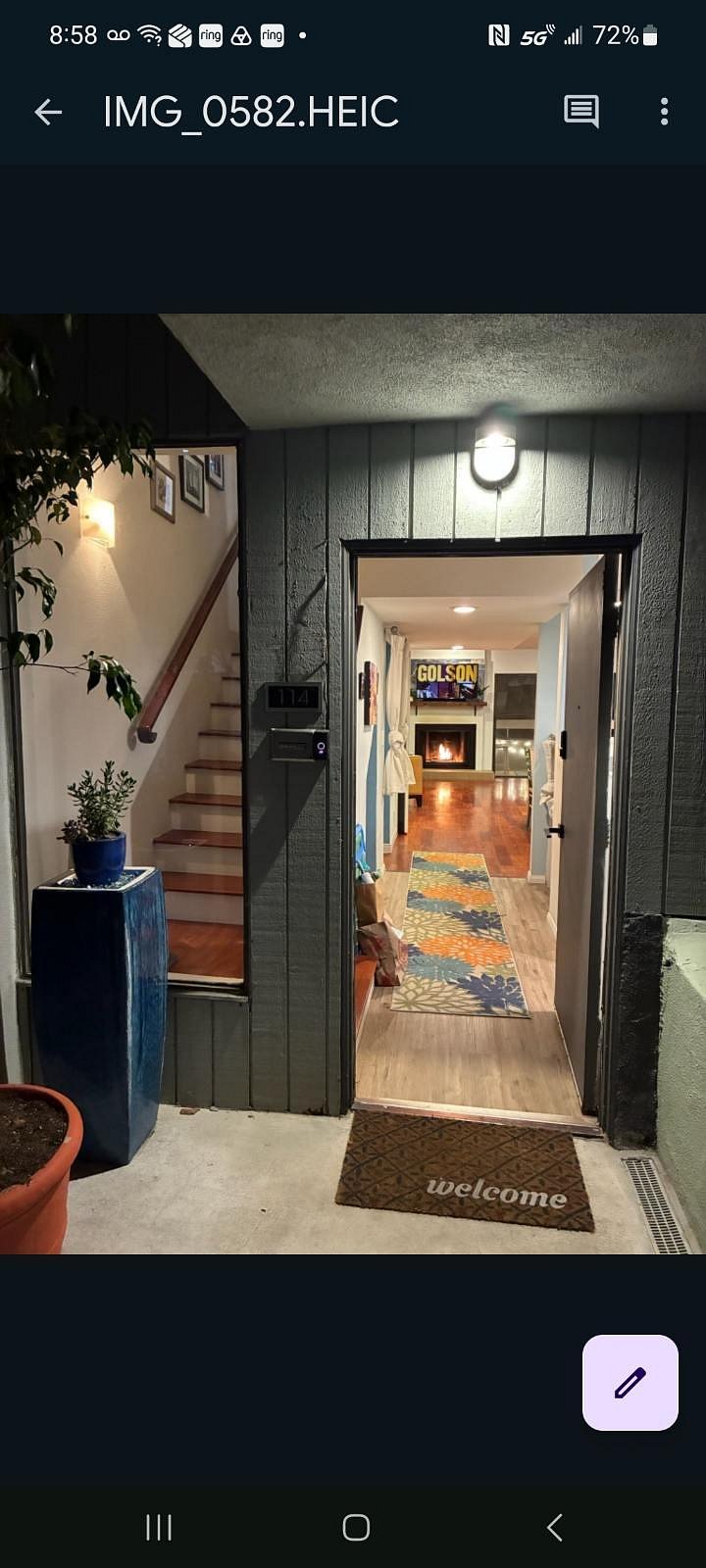 Front of townhouse private entrance for tenants only.