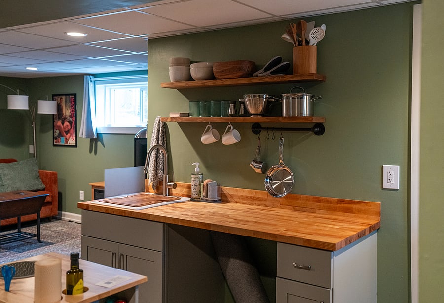 Kitchenette view (not pictured: fridge/microwave/prep station/air fryer/hot plate)
