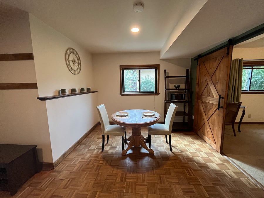 Dining area with up to 4 chairs available.