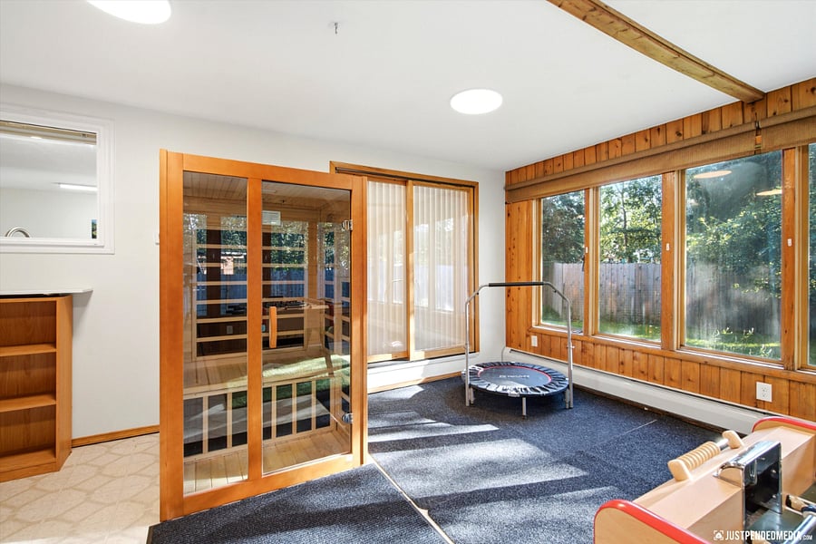 Sunroom/exercise/recreation room-infrared sauna & rebounder