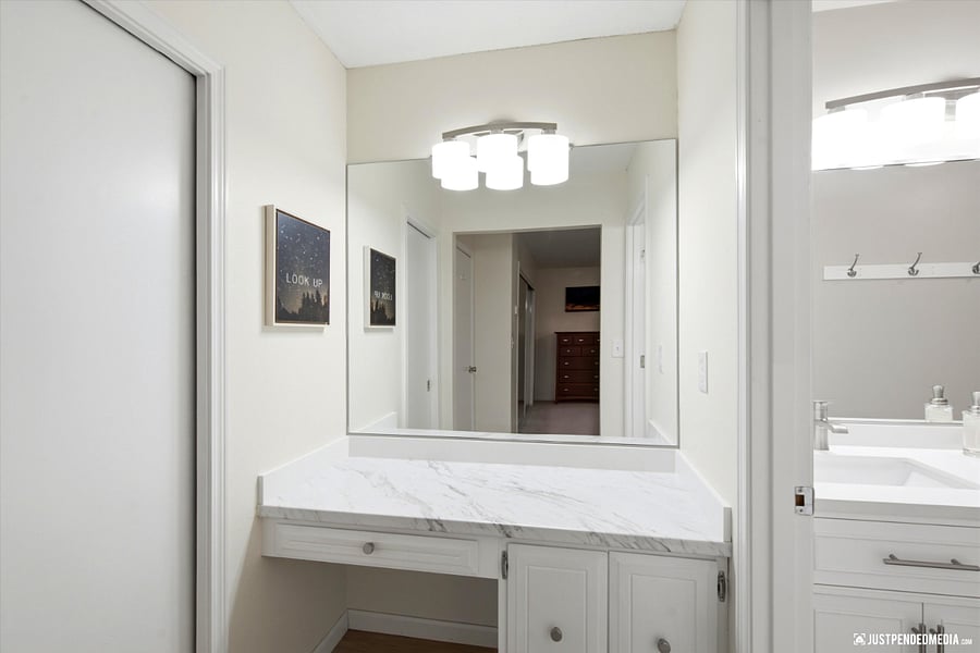vanity area in King bedroom 1 with on suite