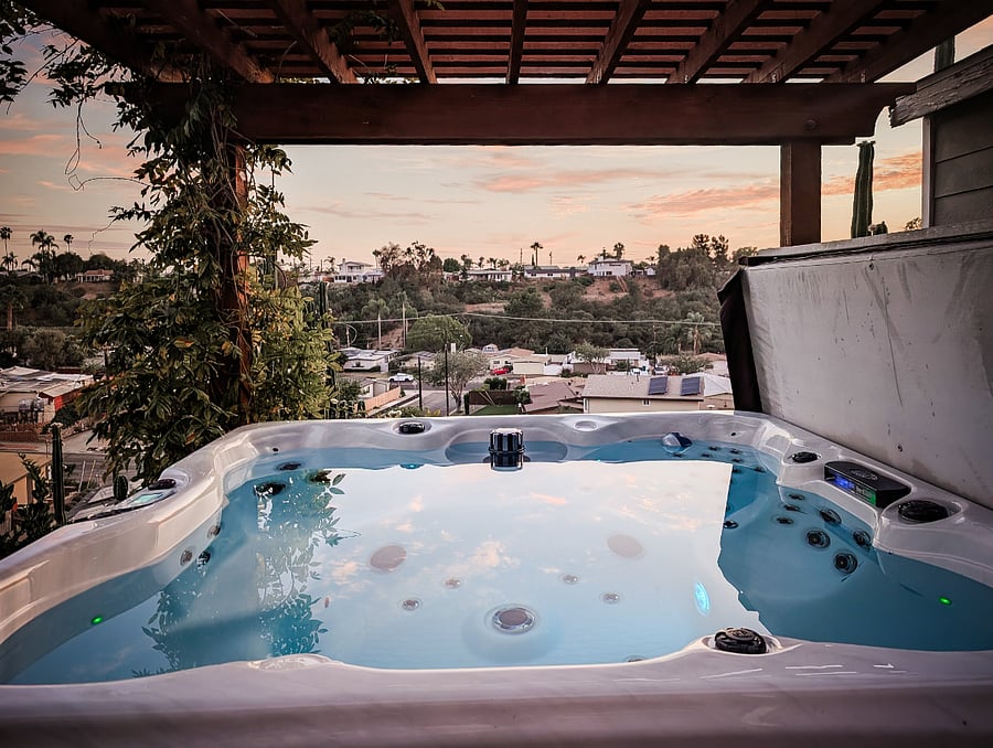 Sunset and canyon view from hot tub