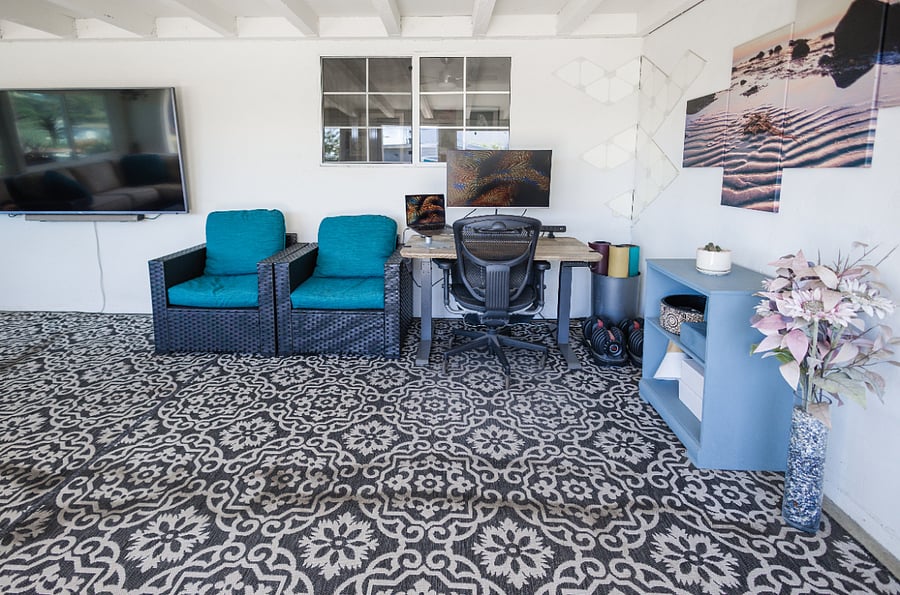 Work-from-home station in California Room