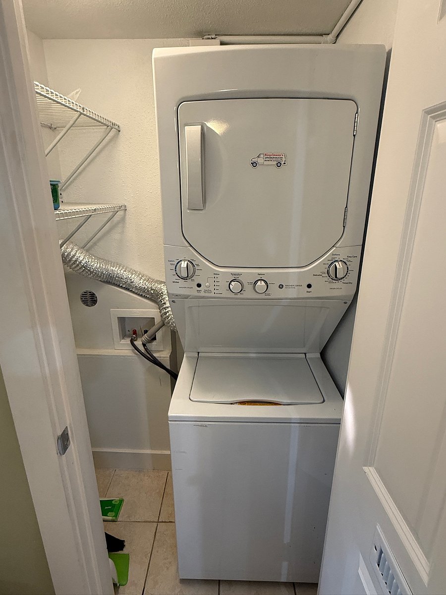 Laundry center in the bathroom closet