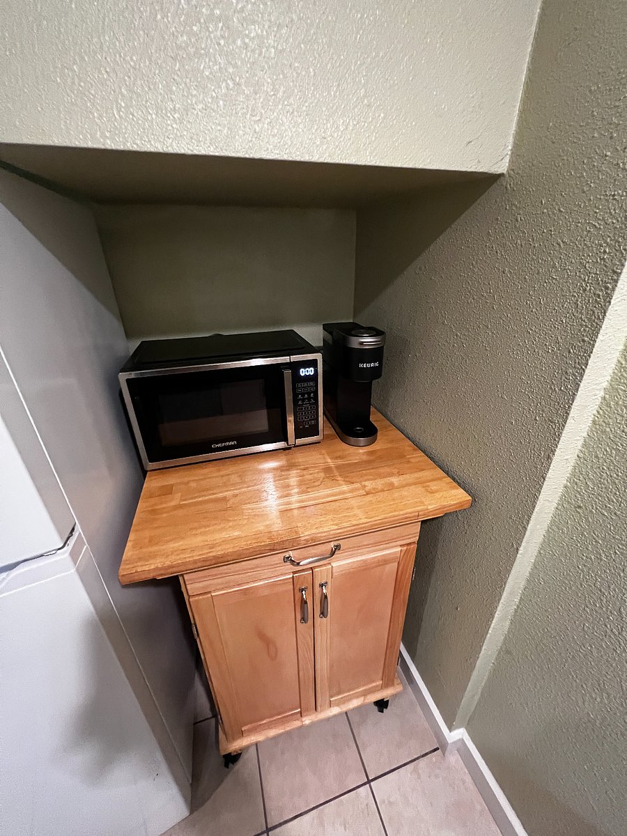 Microwave and Keurig in kitchenette 