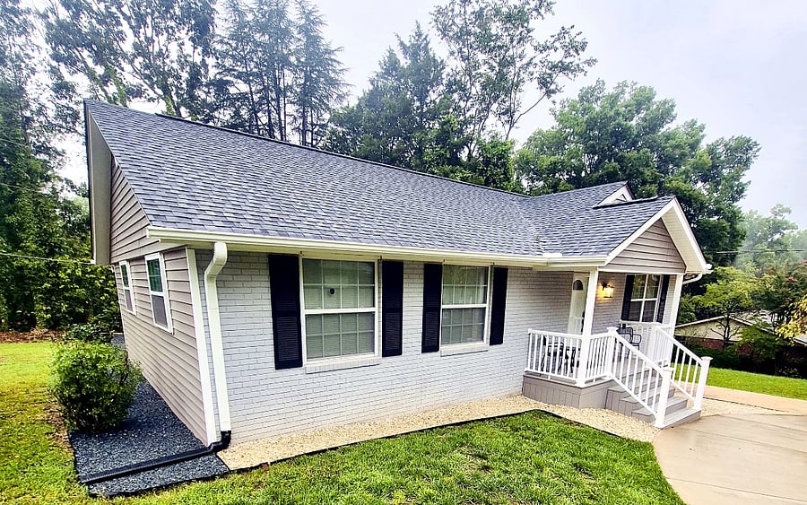 Side of the house and covered porch
