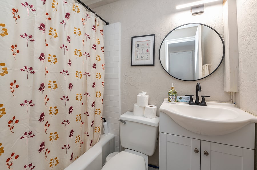 Wash away the day and unwind in this inviting bathroom.
