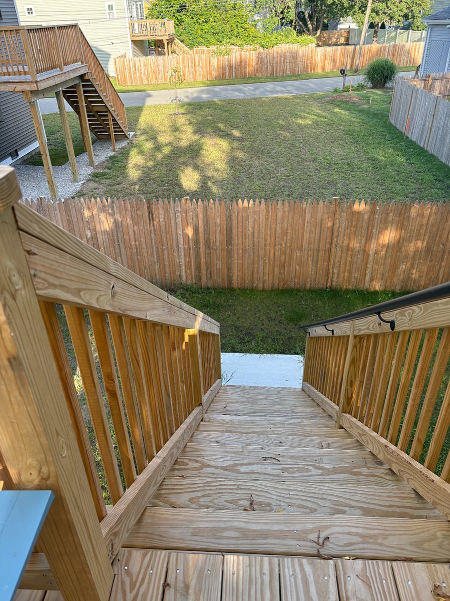 Stairs from deck to private yard